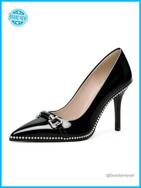 Women Pointed Toe Slip On Stiletto High Heel Pumps 3.5 Inch Formal Party Shoes